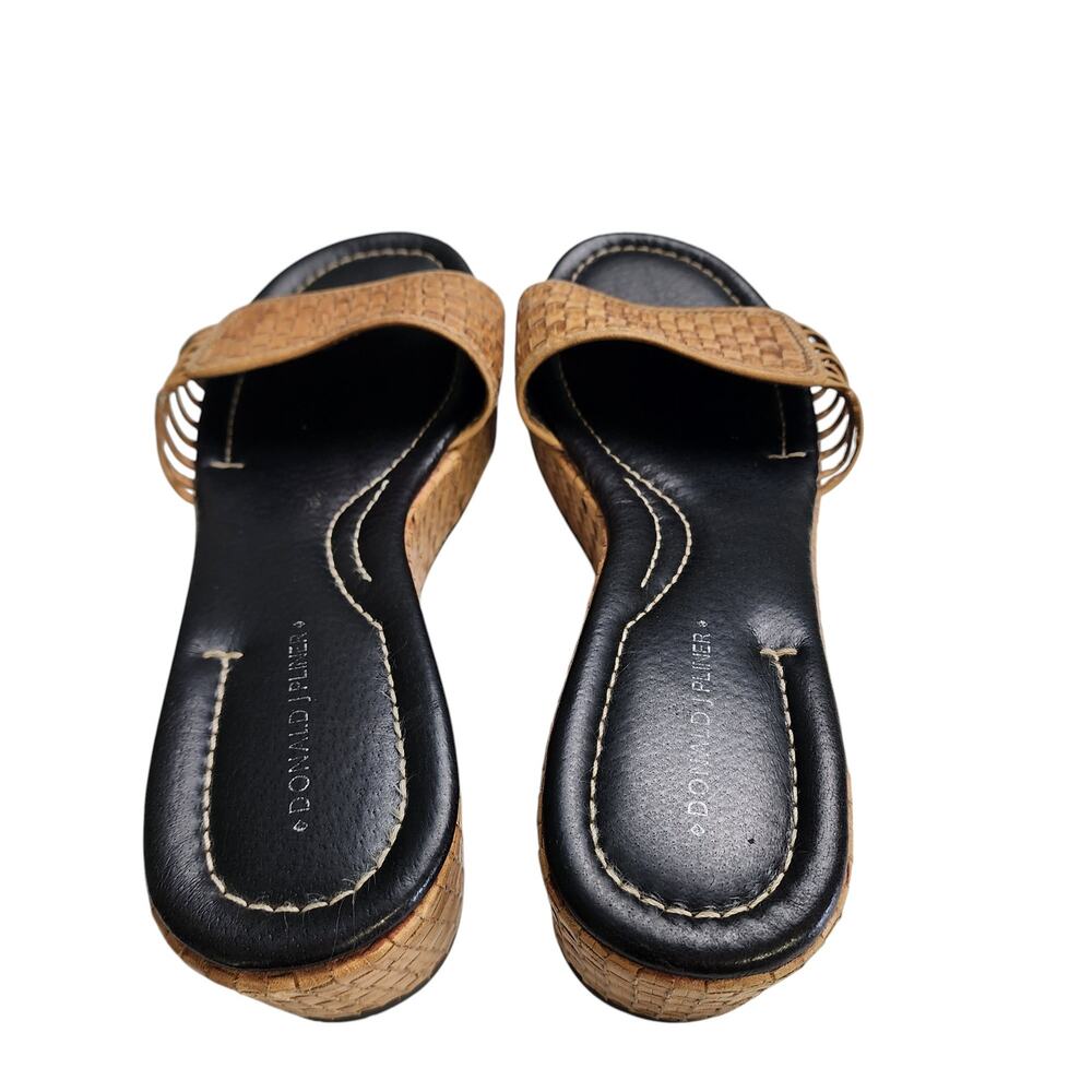 Donald J. Pliner Tan Woven Wedge Slide Sandals - Picture 9 of 14